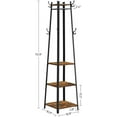 thumbnail image 4 of 8 Hooks Coat Rack Stand with 3 Shelves Coat Tree for Entryway Bedroom Living Room Rustic Brown and Black, 4 of 10