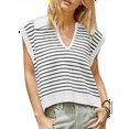thumbnail image 2 of Summer Sweaters for Women 2025 V Neck Cap Sleeve Tops Sleeveless Clothes Sweater Vest White S, 2 of 6