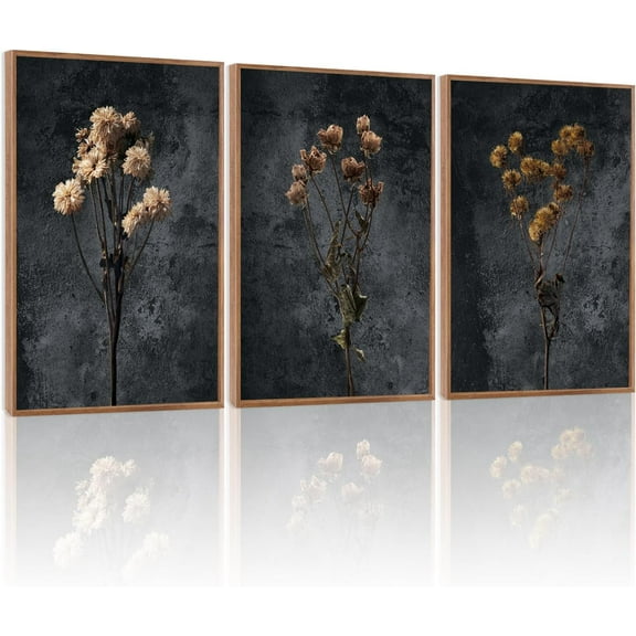 FCCUYE Grey Black Brown Framed Wall Art,Grey Abstract Pictures Set of 3(16”X24”) Minimalist Beige Cream Canvas Wall Art,Dance Lines Large Paintings,Blie Gray Wall Decor,Modern Room Decor for Bedroom