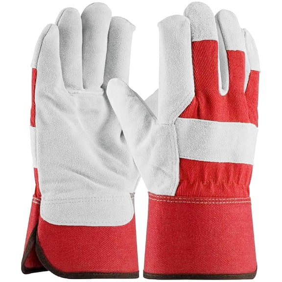 SupremePlus Cowhide Leather Palm Work Gloves Men, XL, 5 Pair, Driving & Construction Gloves with Rubberized Safety Cuff & Knuckle Strap, Ideal for Gardening, Warehouse & General Work