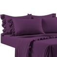 thumbnail image 4 of 4 Piece Corner Ruffle Sheet Set, 3" Inch Corner Ruffle On Flat Sheet, 8 Inch Deep Pocket, 100% Egyptian Cotton, 800 TC, Twin Size, Solid Plum, 4 of 6