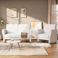 thumbnail image 3 of Modern Deep Seat Accent Chair - Offwhite Boucle Upholstery, Removable Lumbar Pillow, High Backrest, Faux Lambskin - Cozy for Living Room, Bedroom, Office - One, Offwhite Lambskin, 3 of 6