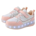 thumbnail image 3 of REDARER Kids' Wheeled Light-Up Sneakers - USB Rechargeable Skate Shoes with Thick Non- Sole,Color:Pink,Size:9.5-10 Years, 3 of 8
