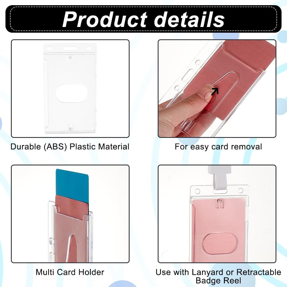 Rectangle Plastic ID Holder Cover Name Card Holders Clear 101x60x4mm