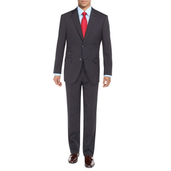 DTI BB Signature Men's Two Button 2 Piece Suit Ticket Pocket Jacket with Pant (48 Regular US / 58R EU/W 42"" Charcoal)