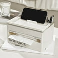 thumbnail image 2 of Multifunctional Tissue Box with Phone Holder, Tabletop Organizer with Storage Compartments, Modern Napkin Dispenser with Smartphone Stand, Living Room Bedroom Decor, 2 of 8