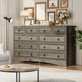 thumbnail image 4 of VVFLU Farmhouse 10 Drawers Dresser for Bedroom,Gray Dresser Chest of Drawers, Wood Storage Dressers with Deep Drawers, Wide Modern Dressers & TV Stand for Living Room, Closet, Hallway, 4 of 8