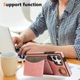thumbnail image 6 of for Samsung Galaxy S24 Wallet Case with Card Holder - PU Leather Case for Women & Girls, Wrist Hand Strap, Secure Finger Ring, Shockproof Protective Phone Cover for Galaxy S24, Pink, 6 of 6