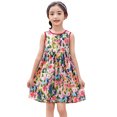 thumbnail image 4 of Toddler Girl Dress Summer Sleeveless Flower Prints Bowknot Princess Dress Cute Flowy Beach Dress,Size 5 Years-6 Years, 4 of 9