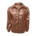 thumbnail image 4 of Akafmk Womens Faux Leather Jackets,Plus Size Motorcycle Jacket,Women's Solid Flip Collar Fall and Winter Long Sleeve Fashion Leather Jacket Coat Fall Winter Loose Windbreaker Jacket Outerwear, 4 of 5