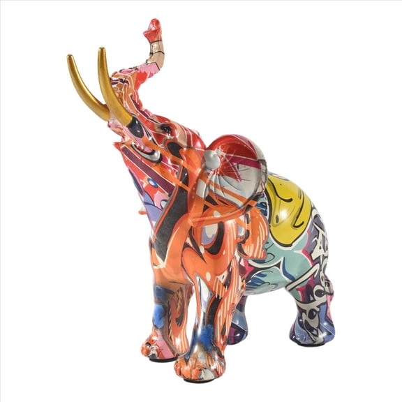 Quaqdae Nordic Painting Graffiti Elephant Sculpture Figurine Colorful Art Elephant Statue Creative Resin Animal Statue Decor A