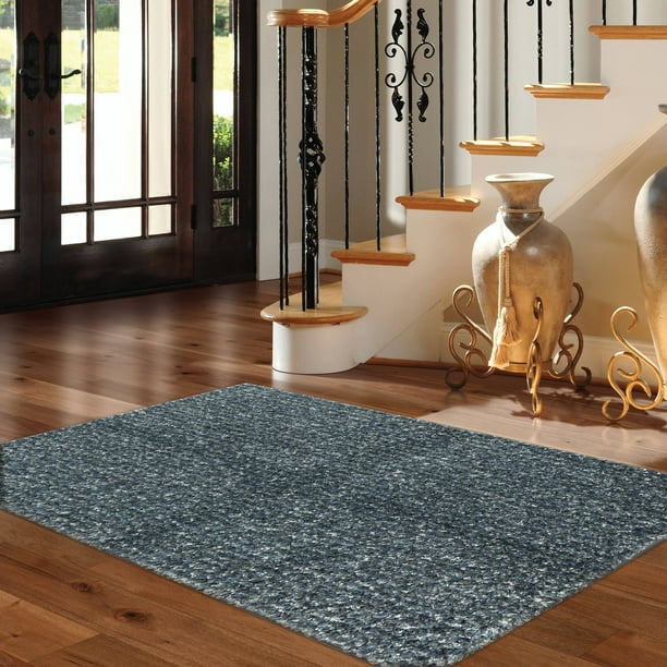 Mohawk Home Eyelash Blue Solid Shag Area Rug