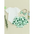 thumbnail image 5 of Musuos Baby Girls Irish Day Outfits 3 6 12 18M Short Sleeve Romper + Skirt Shorts + Headband Set Infant Clothes, 5 of 10