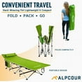 thumbnail image 2 of Alpcour Folding Camping Cot - Compact Single Person Bed with Pillow for Indoor & Outdoor Use - Army Green - Large, 2 of 9