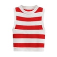 thumbnail image 2 of ZyeKqe Womens Tank Tops Casual Sleeveless Shirts Crewneck Pullover Striped Vests Ribbed Knit Going out Tops, 2 of 5