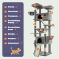 thumbnail image 3 of Sifurni 81" Multi-Level Tall Cat Tree Tower for Large Cat with Cat Condo and Hammock, Scratching Post & Scratching Ramp, Grey, 3 of 9
