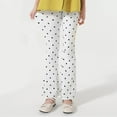 thumbnail image 3 of dazeni Girl's Cotton Stretchy Leggings Polka Dot Print High Waisted Flare Pants Yoga Bootcut Pants Solid Color Full Length Athletic Activewear Youth Bell Bottoms, 3 of 4