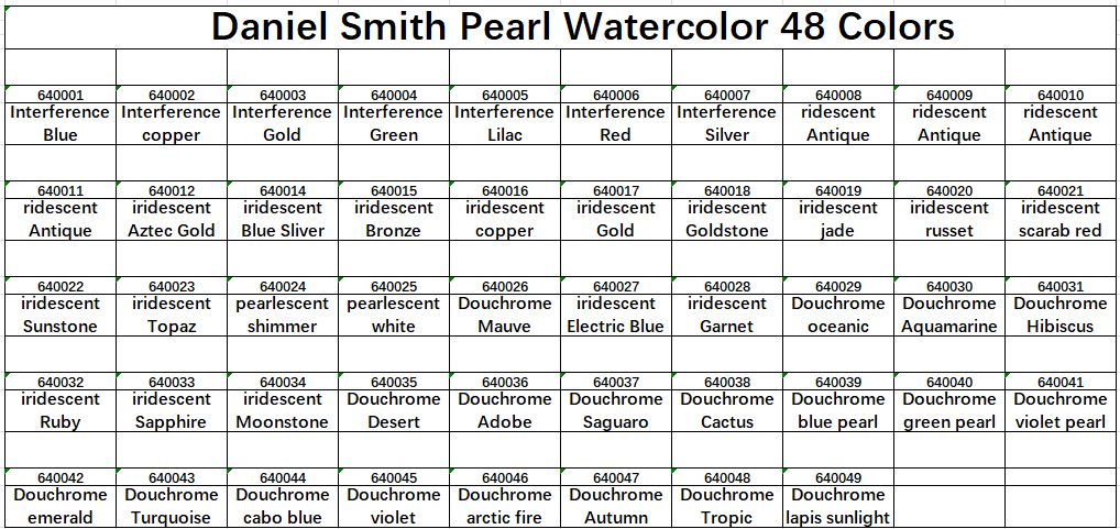 Daniel Smith Luminescent Watercolor 48 Colors 0.5ml Professional Artist Package Acuarela Silver Magnetic Iron Box