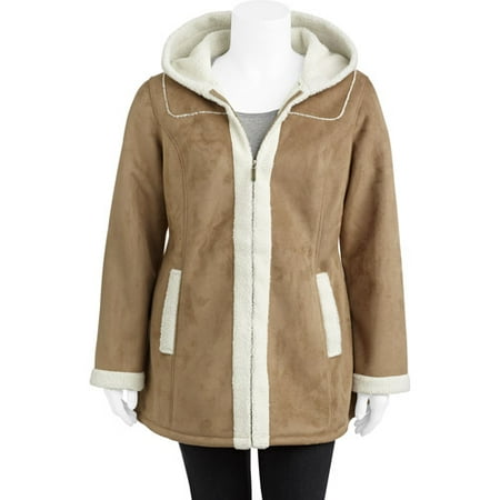 Faded Glory Women's Plus-Size Faux Shearling Coat