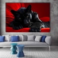 thumbnail image 5 of Mudket Black Panther Lying on Red Velvet Sofa Canvas Wall Art, Moody Luxury Wildlife Wall Prints Waterproof Canvas for Living Room Office Man Cave Home Decor , Framed Ready to Hang - 12"L x 8"W, 5 of 9