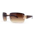 thumbnail image 1 of Old School Rimless Narrow Rectangle 90s Designer Shade Sunglasses Gold Brown, 1 of 4