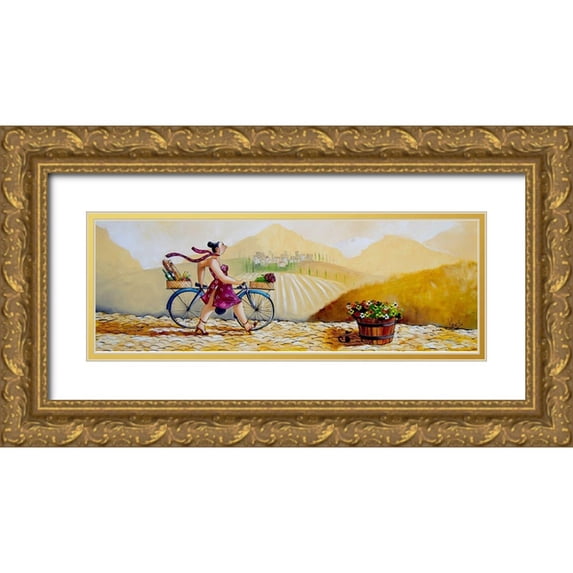 West, Ronald 14x7 Gold Ornate Wood Framed with Double Matting Museum Art Print Titled - Shopping II