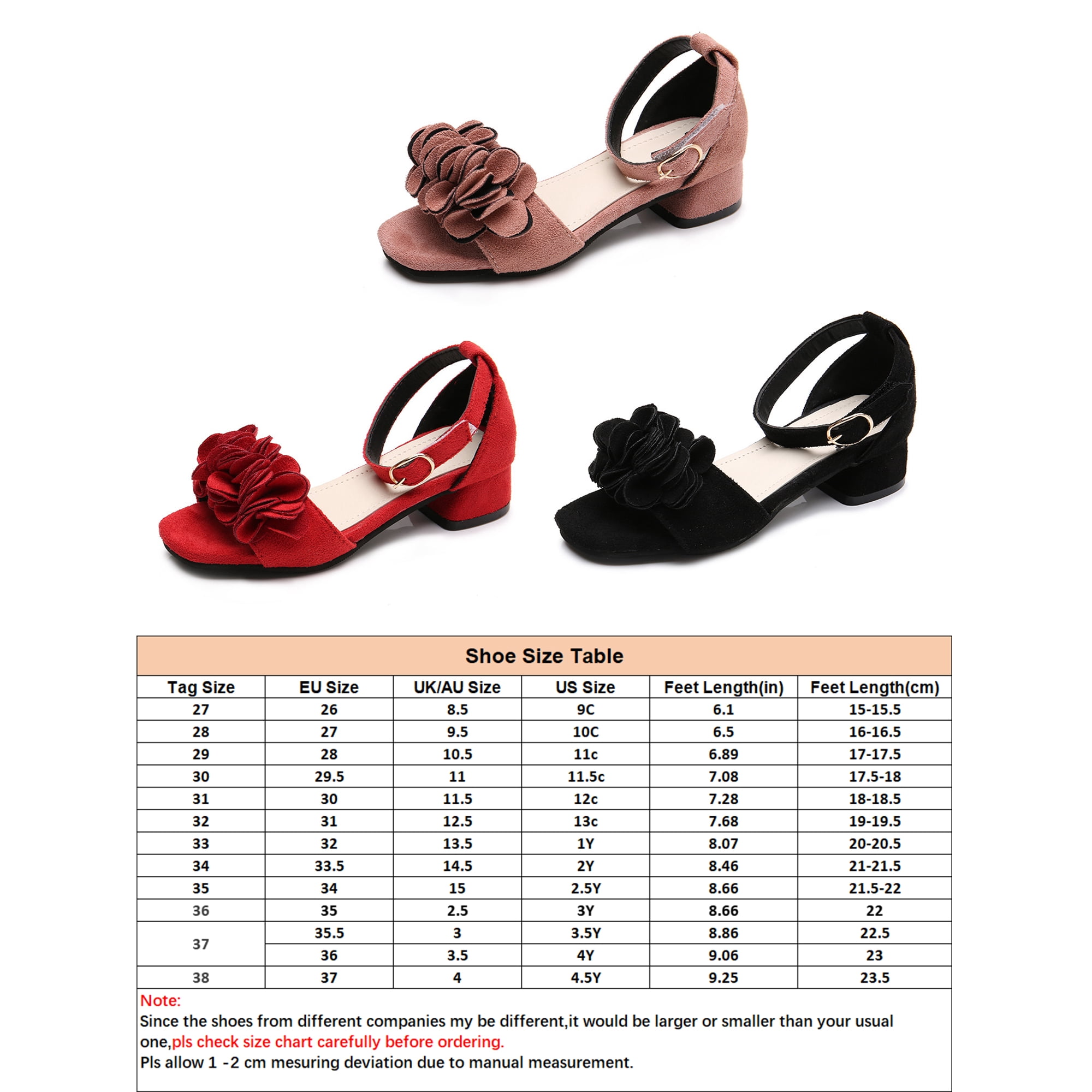 UKAP Girls Dress Sandal Open Toe Dance Shoes Ankle Strap Heels Sandals Prom Princess Shoe Comfort Red 1Y