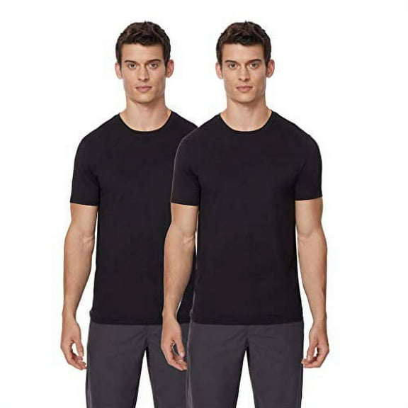 Mens 2pack Short Sleeve Crew Neck Wicking Tee, Black, XLarge