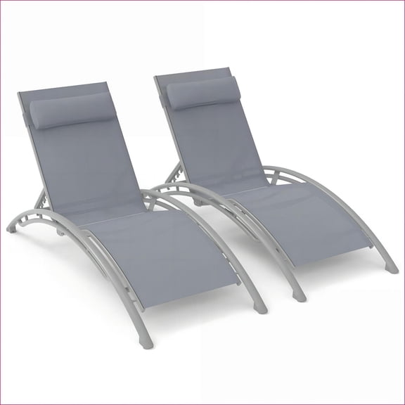 Outdoor Chaise Lounge Chairs Set of 2 | Adjustable Recliner for Patio Pool Beach Indoor | slate gray | Aluminum