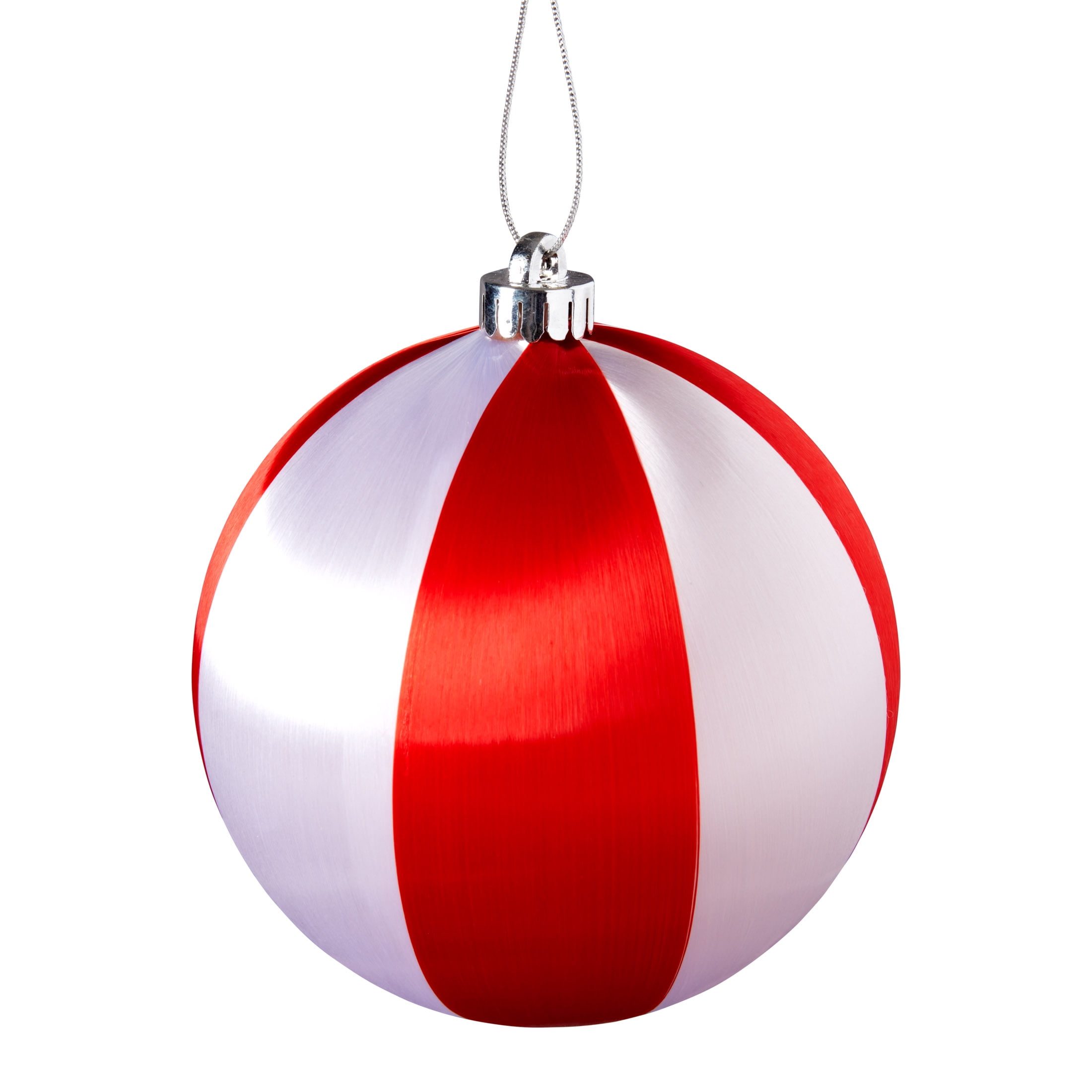(2 pack) Red and White Stripe Jumbo Ornament, 6 inch, Holiday Time