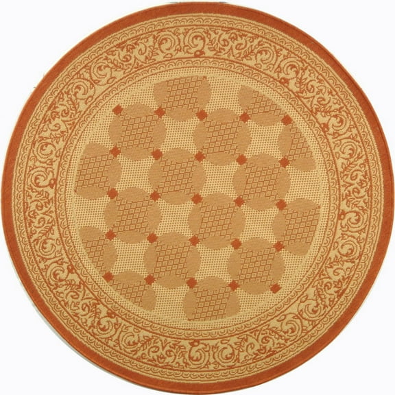 Safavieh Courtyard Gaus Oriental Indoor/Outdoor Area Rug, Natural/Terracotta, 4' x 5'7"