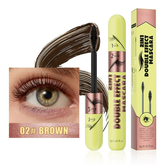 HHBEAUTY Brown Tubing Mascara for Volume and Length - Waterproof, Washable, No Smudge, Full and Soft Formula with Prime Lash Care