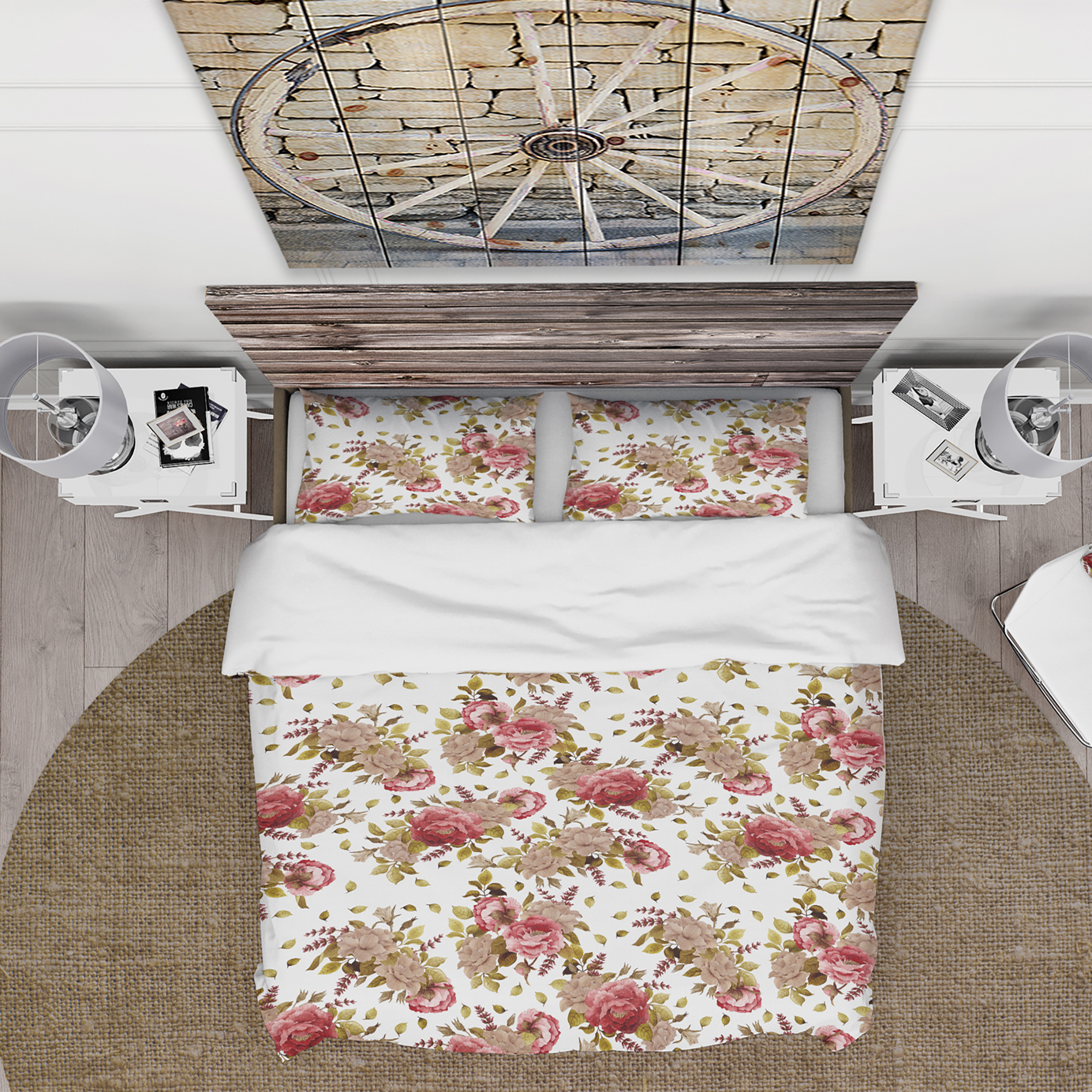 Designart 'Watercolored Roses, Peonies and Lavender' Floral Duvet Cover Set