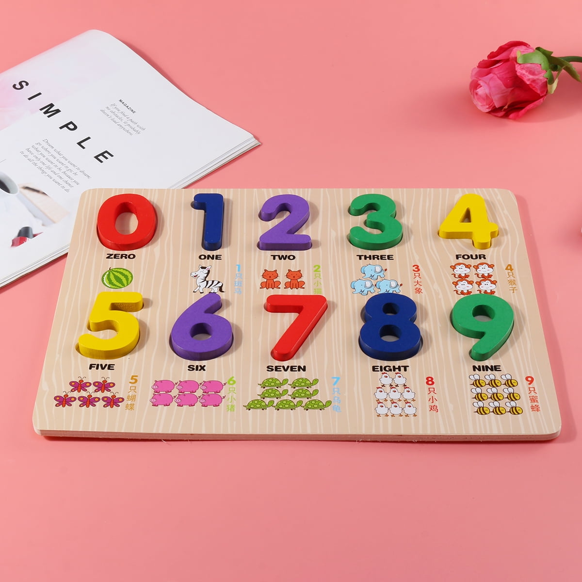 Wooden Toys Rings Montessori Math Toys Counting Board Preschool