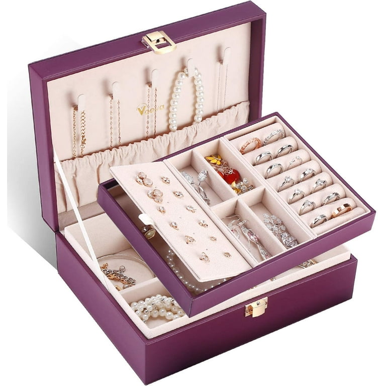 Jewelry Box Organizer for Women Girls 2 Layer Large Men Jewelry