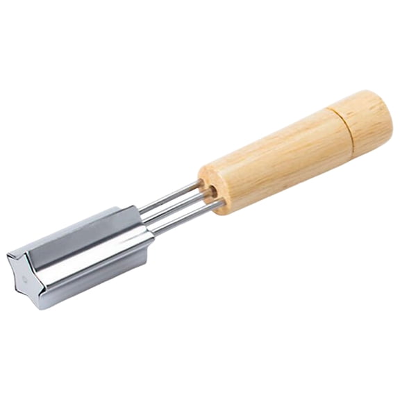 Vegetable Cutters Shapes Mini Cookie Stamp Stainless Steel Cookie Mold With Wood Handle For Baking Cookies Pastry Dough Press Fruit Carving Tool Sliver(Star) 6*1*1 In