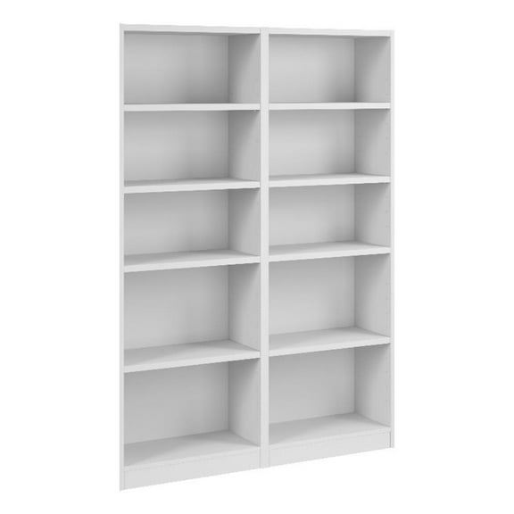 Pemberly Row Universal 25"W Tall 5 Shelf Bookcase Set in White - Engineered Wood