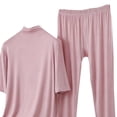 thumbnail image 5 of Erwazi Women's Modal Pajama Set Turtleneck 3/4 Sleeve Long Pants Solid Casual 2 Piece Lounge Sets, 5 of 5