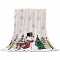 thumbnail image 2 of Christmas Snowman Throw Flannel Blanket 50x80In Plaid Xmas Tree Beige Cotton and Linen Super Soft Cozy Bed Blanket, Lightweight Plush Fuzzy Bed Throw for Bedroom Sofa Couch Living Room, 2 of 4