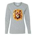 thumbnail image 2 of Lion With Sunglasses Animal Lover Womens Graphic Long Sleeve T-Shirt, Heather Grey, 2XL, 2 of 3
