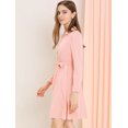 thumbnail image 4 of Allegra K Vestido Entallado Y Acampanado Cuello Vuelto Cintura Elástica Con Cinturón Botón Para Mujer Rosa XL, 4 of 7