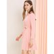 thumbnail image 4 of Allegra K Vestido Entallado Y Acampanado Cuello Vuelto Cintura Elástica Con Cinturón Botón Para Mujer Rosa L, 4 of 7