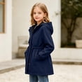 thumbnail image 6 of Piuwrlz Girls Plain Zipper Windbreaker for Kids Fall Hood Jackets Pocket Outwear Jacket Navy Size 15 Years, 6 of 9