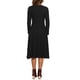 thumbnail image 3 of Vestido de suéter de punto para mujer Inspire Chic, con cuello cuadrado, decoración de botones, vestido midi acampanado con bolsillos, negro, talla XS, 3 of 6