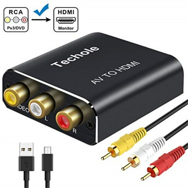 Rca To Hdmi Audio Converter Techole Aluminum 1080p Rca Composite Cvbs Av To Hdmi Adapter Supporting