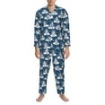 thumbnail image 3 of Naloa Snow Penguin Men’s Pajamas Set - Long Sleeve Button Down Sleep Shirt and Pajama Bottoms Sleepwear Set-XX-Large, 3 of 7