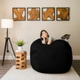 thumbnail image 5 of Big Joe Fuf 5Ft Oversized Foam Bean Bag Chair for Kids, Teens, Adults, Jet Black Plush, Soft Polyester, 5 foot Large Reading and Gaming Seat, 5 of 10