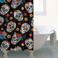 thumbnail image 4 of Black Colorful Skull Flower Pattern Shower Curtain 36"x72" ,Bathroom Decorative Shower Curtains Set with 12 Hooks,Modern Waterproof Washable Shower Curtain, 4 of 6