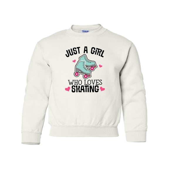 Inktastic Just a Girl Who Loves Skating Youth Sweatshirt