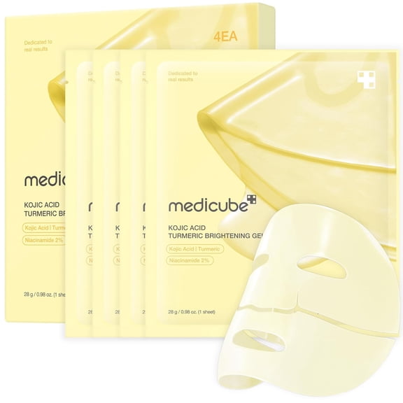 medicube Kojic Acid Turmeric Brightening Gel Mask, Korean Face Mask, 4 Count